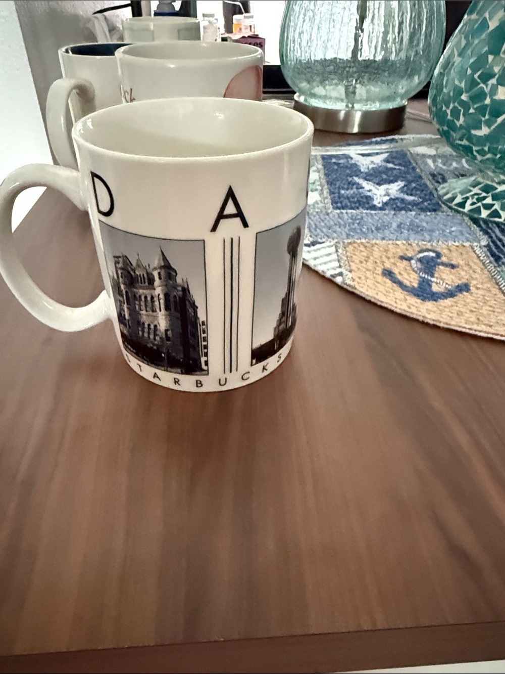 Starbucks White Ceramic Mug with Black Cityscape Graphics
